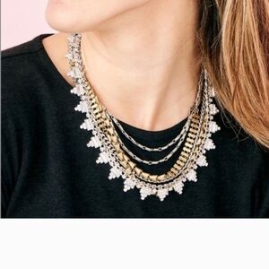 Stella & Dot Silver and Gold Statement Necklace